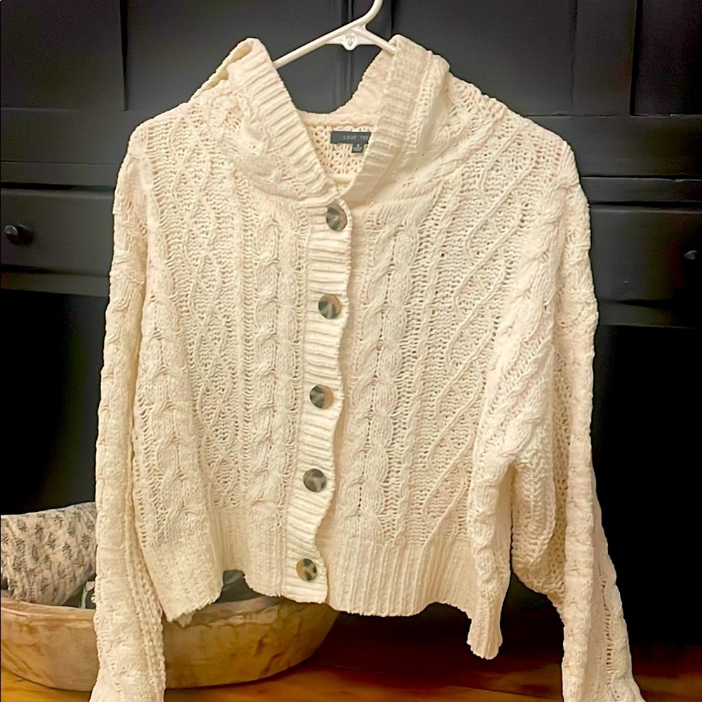 Cream Cardigan with Textured Knit